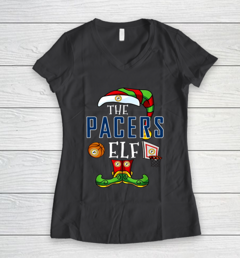 Indiana Pacers Christmas ELF Funny NBA Women's V-Neck T-Shirt 6