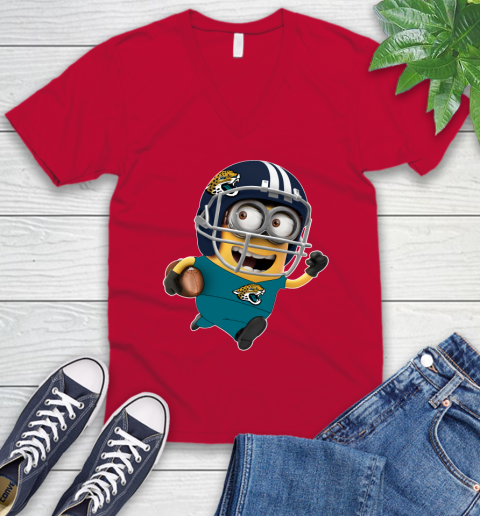 NFL Jacksonville Jaguars Minions Disney Football Sports V-Neck T-Shirt 8