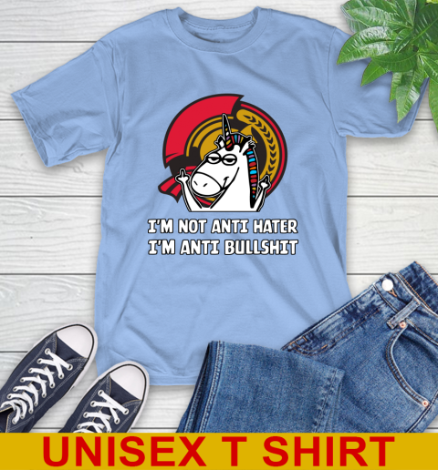 Ottawa Senators NHL Hockey Unicorn I'm Not Anti Hater I'm Anti Bullshit T-Shirt 11