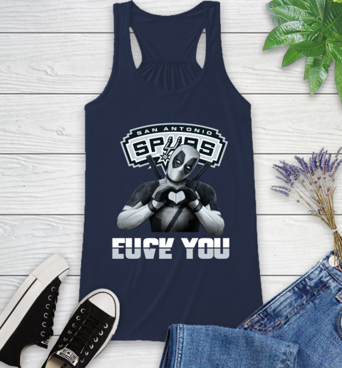 NBA San Antonio Spurs Deadpool Love You Fuck You Basketball Sports Racerback Tank 9