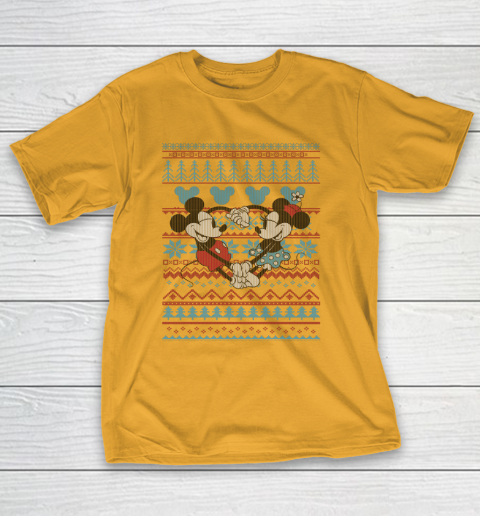 Disney Mickey And Minnie Mouse Christmas Ugly Sweater Style T-Shirt 2