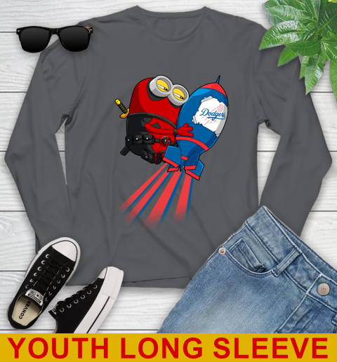 MLB Baseball Los Angeles Dodgers Deadpool Minion Marvel Shirt Youth Long Sleeve 9