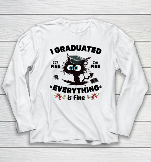 I Graduated Graduate Class 2023 Funny Black Cat Long Sleeve T-Shirt