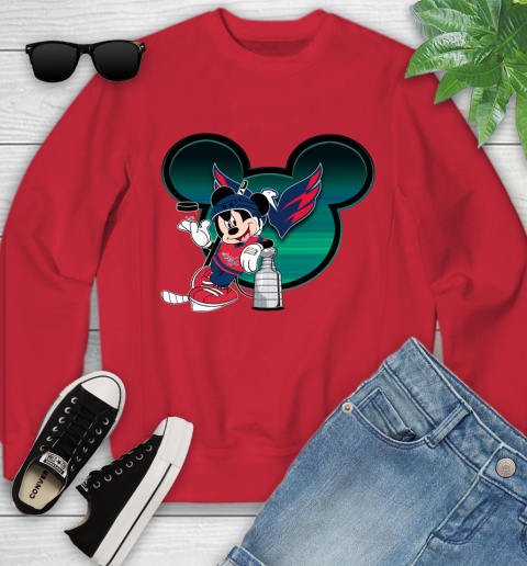 NHL Washington Capitals Stanley Cup Mickey Mouse Disney Hockey T Shirt Youth Sweatshirt 9