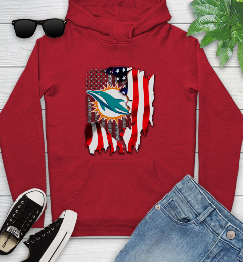 Miami Dolphins NFL Football American Flag Youth Hoodie - Image 13