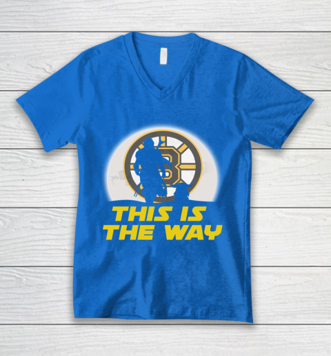 Boston Bruins NHL Ice Hockey Star Wars Yoda And Mandalorian This Is The Way V-Neck T-Shirt 5