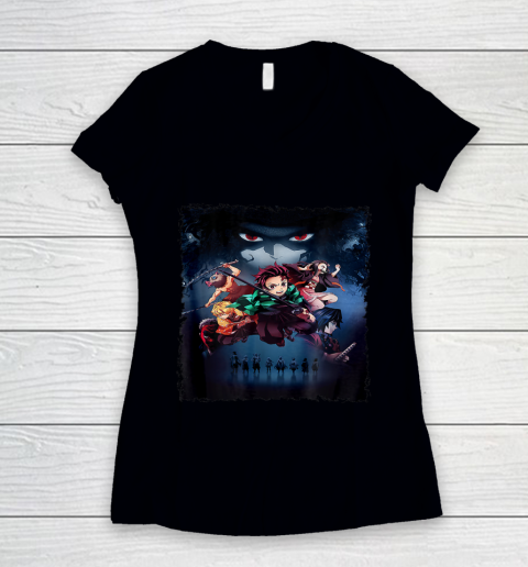 Cool Slayer Demon Anime Graphic Art Women's V-Neck T-Shirt