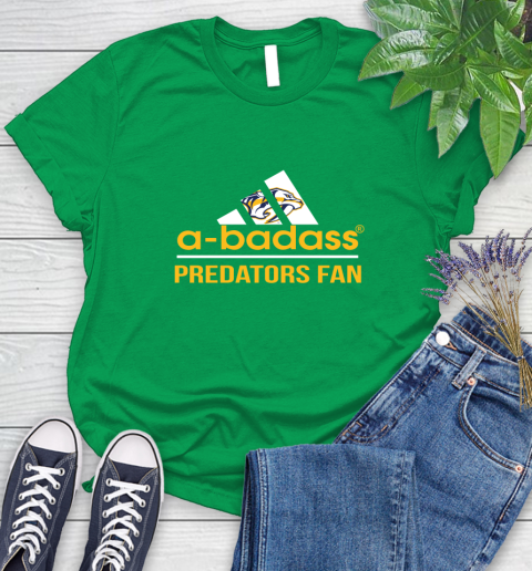 NHL A Badass Nashville Predators Fan Adidas Hockey Sports Women's T-Shirt 9