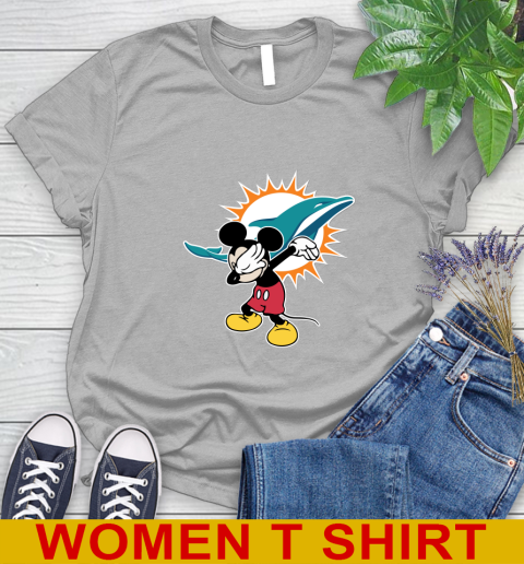 Miami Dolphins NFL Football Dabbing Mickey Disney Sports Women's T-Shirt 5