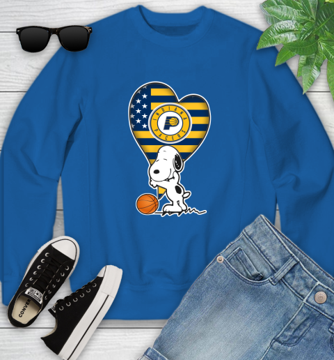 Indiana Pacers NBA Basketball The Peanuts Movie Adorable Snoopy Youth Sweatshirt 8