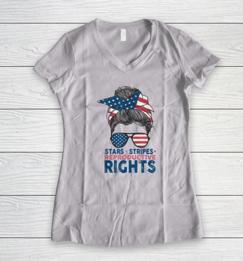 American Flag Stars Stripes Reproductive Rights Women's V-Neck T-Shirt