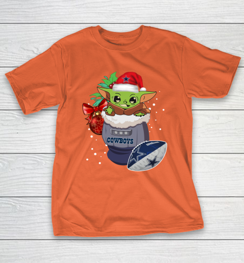 Dallas Cowboys Christmas Baby Yoda Star Wars Funny Happy NFL T-Shirt 6