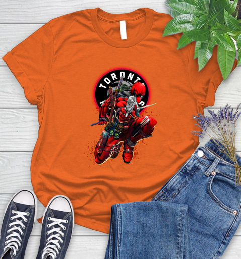 NBA Deadpool Marvel Comics Sports Basketball Toronto Raptors Women's T-Shirt 4