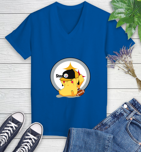 NFL Pikachu Football Sports Pittsburgh Steelers Women's V-Neck T-Shirt 10