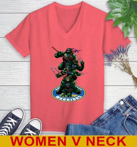 NBA Basketball Golden State Warriors Teenage Mutant Ninja Turtles Shirt Women's V-Neck T-Shirt 7