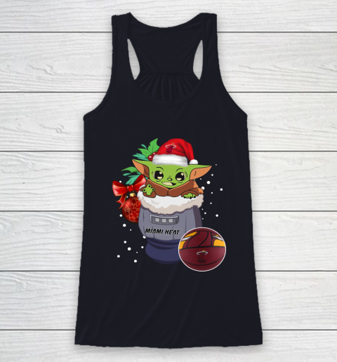 Miami Heat Christmas Baby Yoda Star Wars Funny Happy NBA Racerback Tank 8
