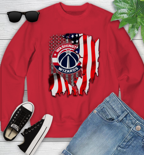 Washington Wizards NBA Basketball American Flag Youth Sweatshirt 8