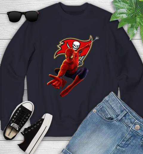 NFL Spider Man Avengers Endgame Football Tampa Bay Buccaneers Youth Sweatshirt 3