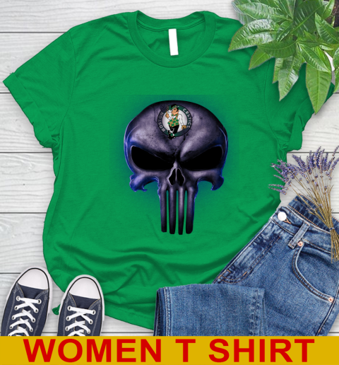 Boston Celtics NBA Basketball Punisher Skull Sports Women's T-Shirt 7