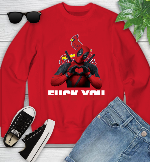 MLB St.Louis Cardinals Deadpool Love You Fuck You Baseball Sports Youth Sweatshirt 8