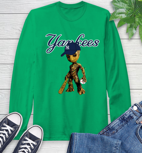 MLB New York Yankees Groot Guardians Of The Galaxy Baseball Long Sleeve T-Shirt 7