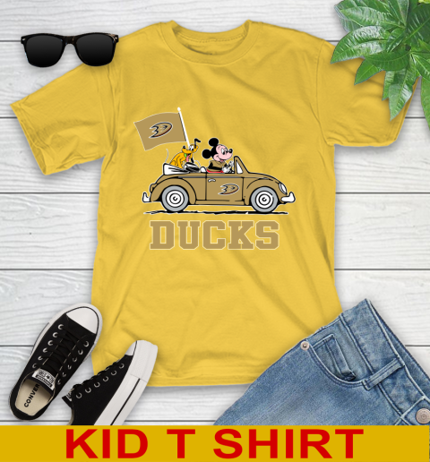 NHL Hockey Anaheim Ducks Pluto Mickey Driving Disney Shirt Youth T-Shirt 8