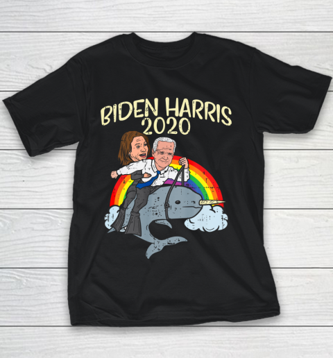 Biden Harris 2020 Narwhale Rainbow Funny Joe Kamala Democrat Youth T-Shirt