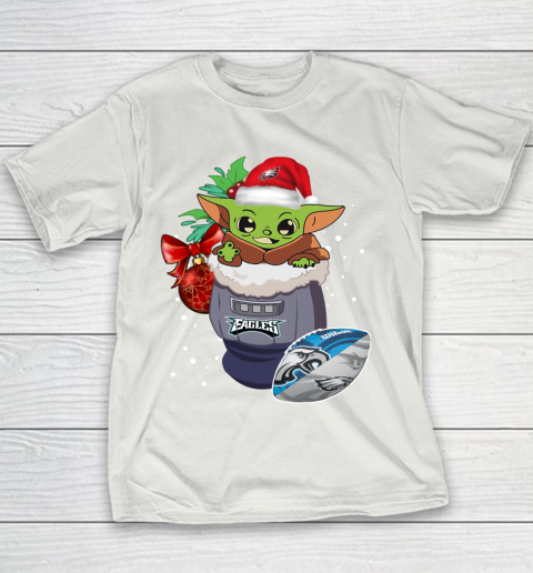 Philadelphia Eagles Christmas Baby Yoda Star Wars Funny Happy NFL Youth T-Shirt 11