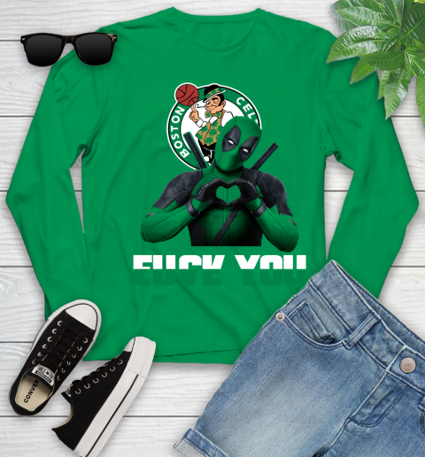 NBA Boston Celtics Deadpool Love You Fuck You Basketball Sports Youth Long Sleeve 7