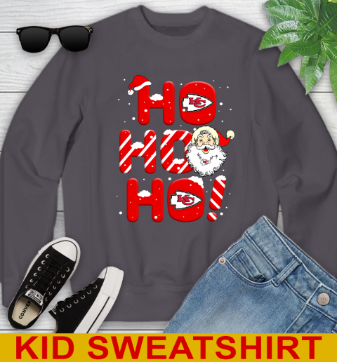 Kansas City Chiefs NFL Football Ho Ho Ho Santa Claus Merry Christmas Shirt Youth Sweatshirt 5