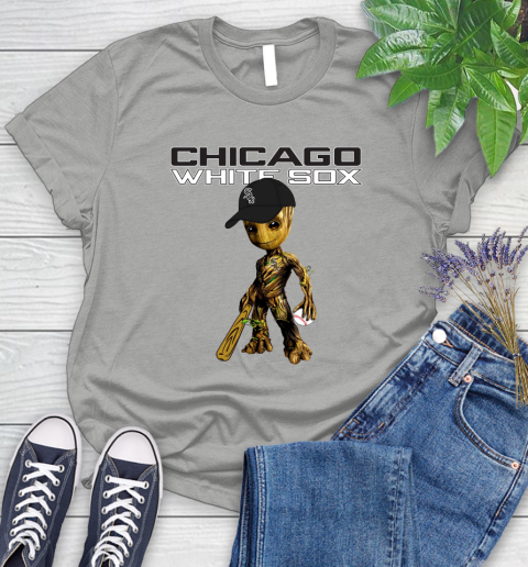 MLB Chicago White Sox Groot Guardians Of The Galaxy Baseball Women's T-Shirt 10