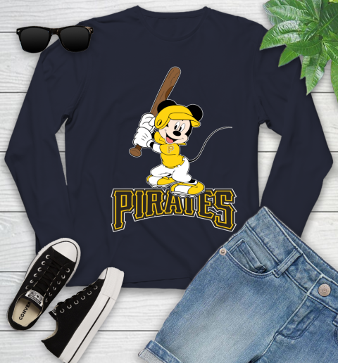 MLB Baseball Pittsburgh Pirates Cheerful Mickey Mouse Shirt Youth Long Sleeve 3