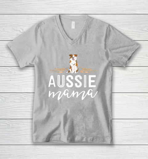 Dog Mom Shirt Aussie Mama Dog Mom Shirt For Women Australian Shepherd V-Neck T-Shirt 3