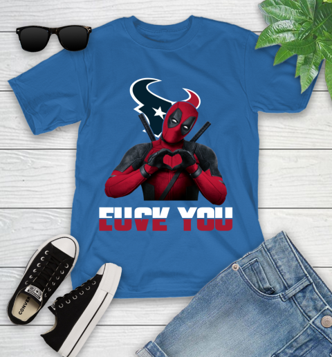 NHL Houston Texans Deadpool Love You Fuck You Football Sports Youth T-Shirt 12
