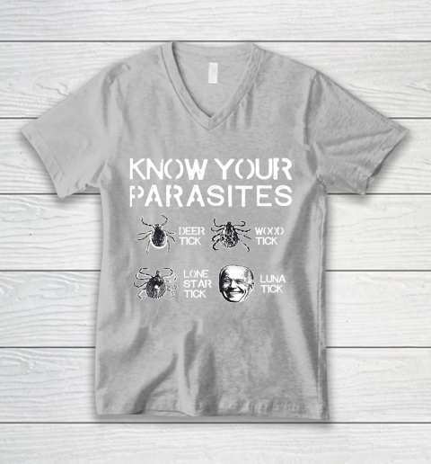 Know Your Parasites Funny Joe Biden Luna Tick V-Neck T-Shirt 3