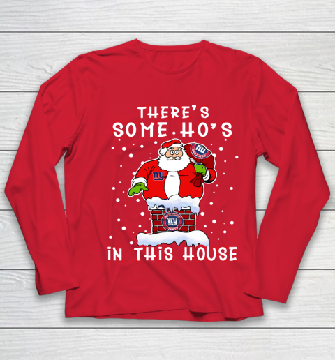 New York Giants Christmas There Is Some Hos In This House Santa Stuck In The Chimney NFL Youth Long Sleeve 8