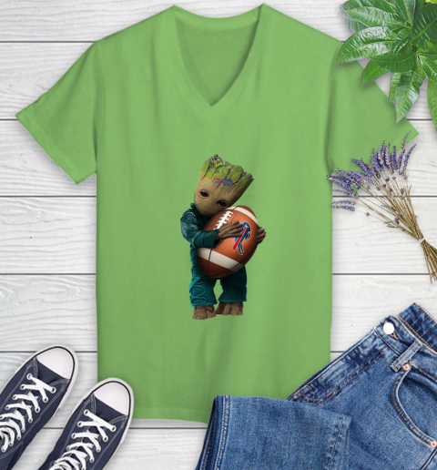 NFL Groot Guardians Of The Galaxy Football Sports Buffalo Bills Women's V-Neck T-Shirt 11