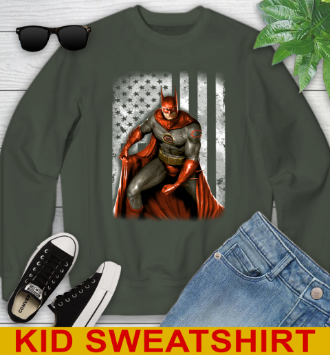 Chicago Bears NFL Football Batman DC American Flag Shirt Youth Sweatshirt 8