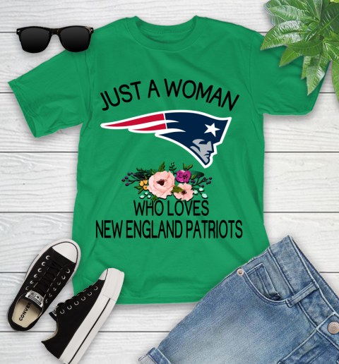 NFL Just A Woman Who Loves New England Patriots Football Sports Youth T-Shirt 3
