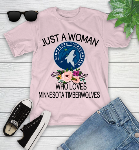 NBA Just A Woman Who Loves Minnesota Timberwolves Basketball Sports Youth T-Shirt 7