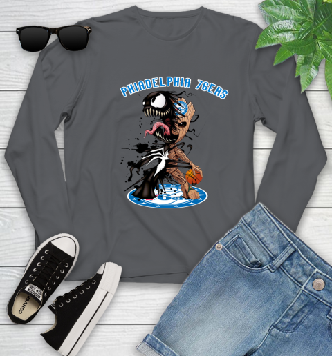 NBA Philadelphia 76ers Basketball Venom Groot Guardians Of The Galaxy Youth Long Sleeve 8