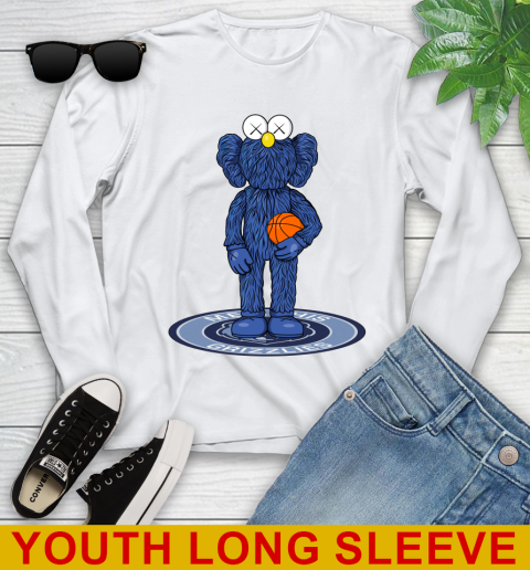 NBA Basketball Memphis Grizzlies Kaws Bff Blue Figure Shirt Youth Long Sleeve