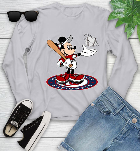 MLB Baseball Washington Nationals Cheerful Mickey Disney Shirt Youth Long Sleeve 6 MLB Baseball Washington Nationals Cheerful Mickey Disney Shirt Youth Long Sleeve - Image 6