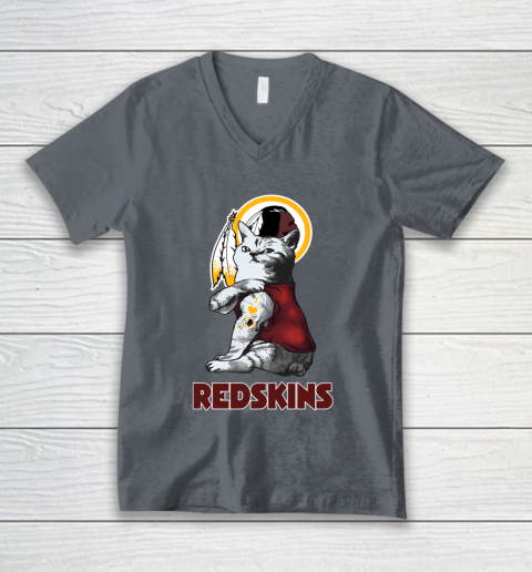 NFL Football My Cat Loves Washington Redskins V-Neck T-Shirt 4