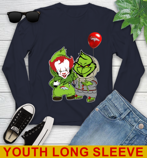 Denver Broncos Baby Pennywise Grinch Christmas NFL Football Youth Long Sleeve 3