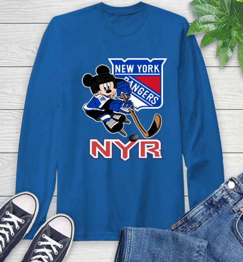 NHL New York Rangers Mickey Mouse Disney Hockey T Shirt Long Sleeve T-Shirt 21