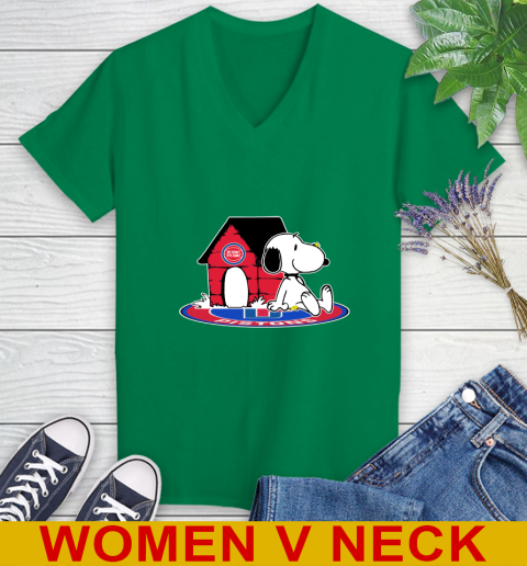 NBA Basketball Detroit Pistons Snoopy The Peanuts Movie Shirt Women's V-Neck T-Shirt 6