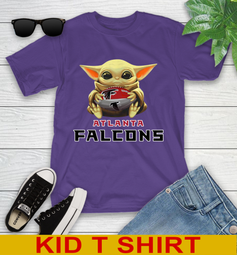 NFL Football Atlanta Falcons Baby Yoda Star Wars Shirt Youth T-Shirt 4