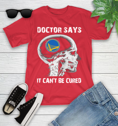 NBA Golden State Warriors Basketball Skull It Can't Be Cured Shirt Youth T-Shirt 11