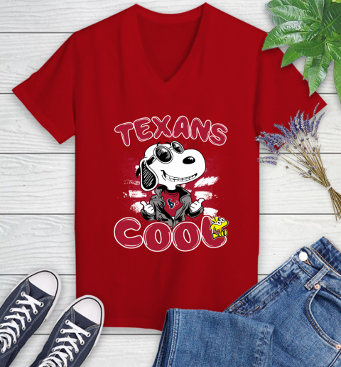 NFL Football Houston Texans Cool Snoopy Shirt Women's V-Neck T-Shirt 8